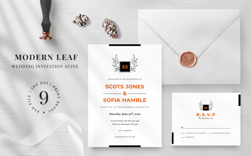 Download Фирменный стиль "Modern Leaf Wedding Invitation Suite - Corporate Identity Template" / Modern Leaf Wedding Invitation Suite - Corporate Identity Template - Фирменный стиль на тему графика wedding invitation suite,wedding invitation,diy,diy invitation suite,invitation template,psd template,wedding,invitations,rsvp,menu wedding,save the date,invitation suite,modern sketch,invita