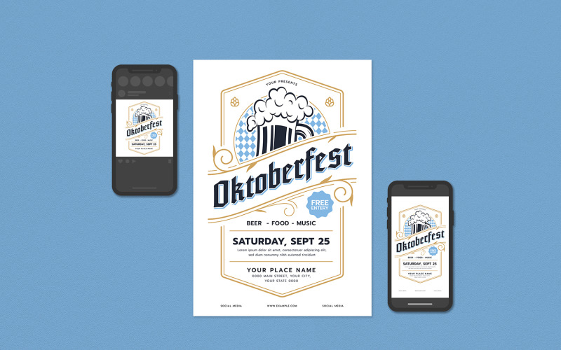 Oktoberfest Festival Flyer Set - Corporate Identity Template