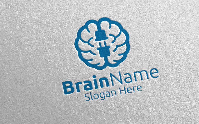 Power Brain with Think Idea Concept 45 Logo Template
