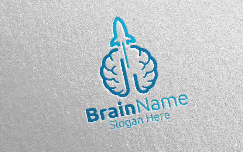 Rocket Brain with Think Idea Concept 40 Logo Template