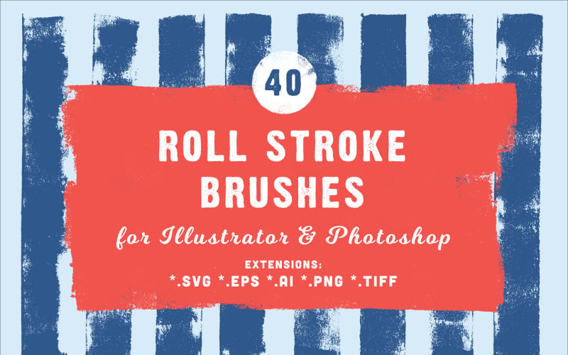 40 Roll Stroke Brushes for Illustrator & Photoshop Background