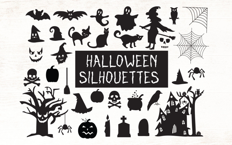 Halloween Silhuetas - Halloween Cliparts - Ilustração