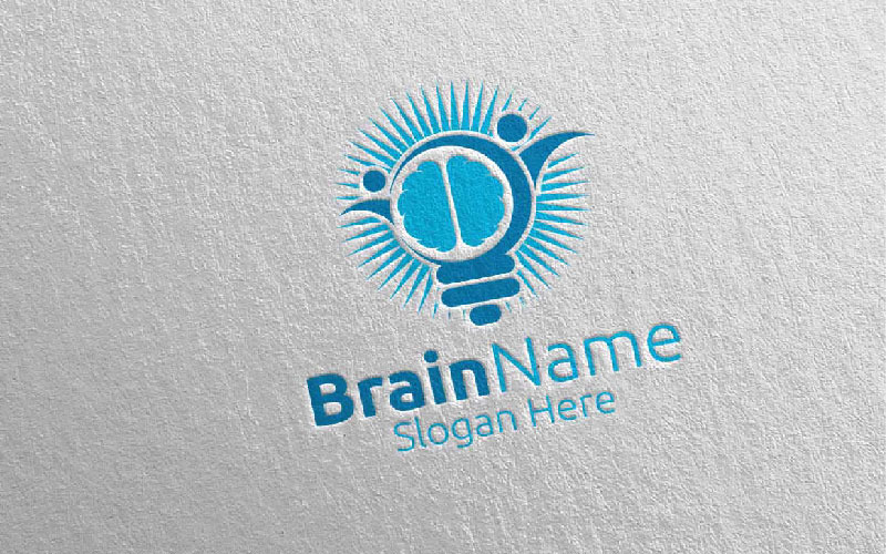Cerveau heureux avec modèle de logo Think Idea Concept 53