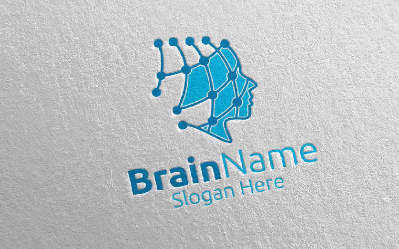 Mänsklig hjärna med Think Idea Concept 59-logotypmall