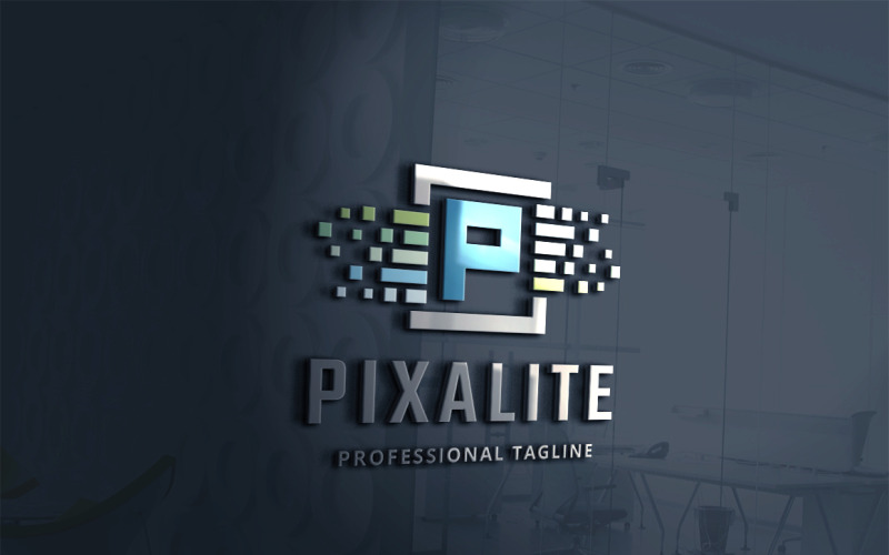 Modèle de logo Pixalite lettre P
