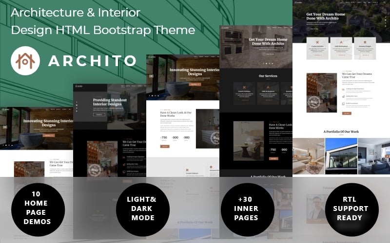 Archito - Modèle de site Web Bootstrap réactif d'architecture moderne et de design d'intérieur
