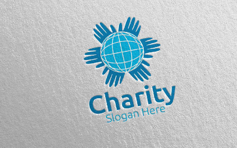 Шаблон логотипа Global Charity Hand Love 15