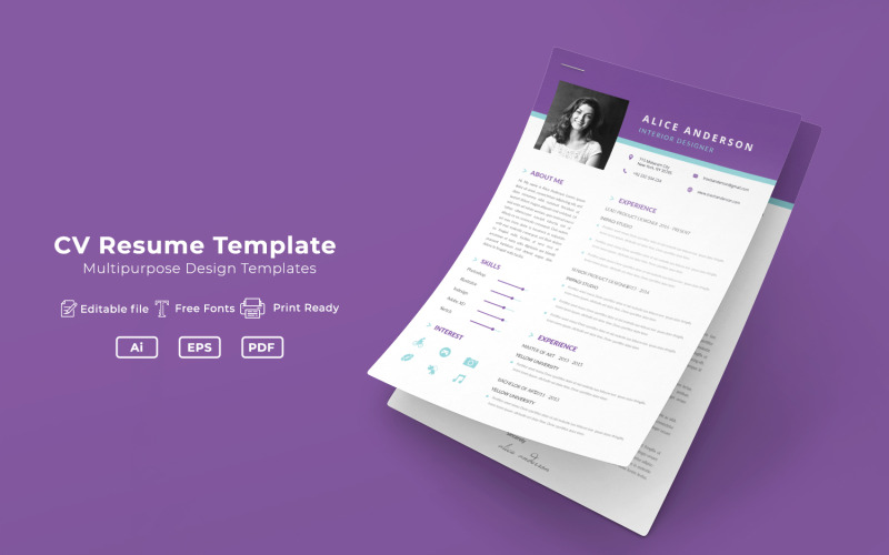 Schone en creatieve Alice CV CV-sjabloon
