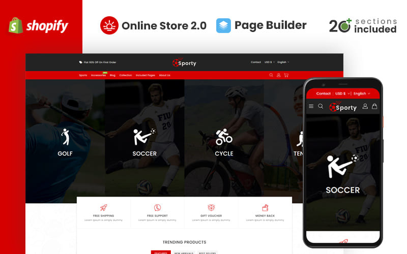 Sporty Sports and  Accessories Store Shopify Theme