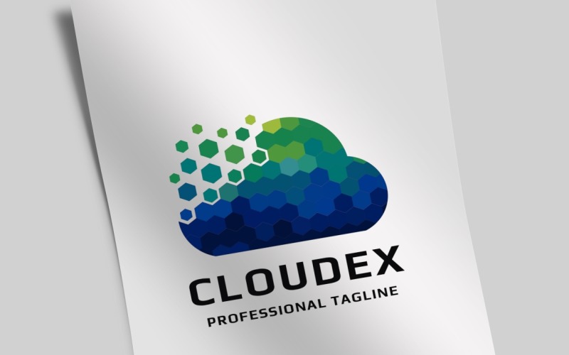 Modèle de logo de nuage de pixel