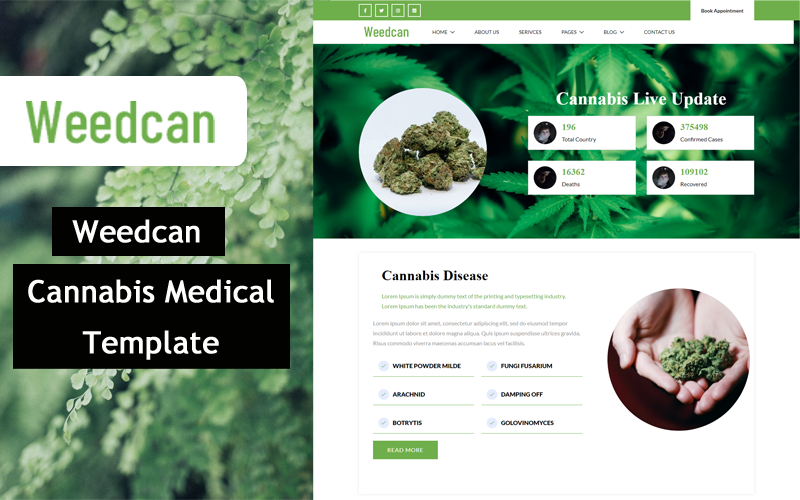 Weedcan - Cannabis Medical html 5 Шаблон веб-сайту