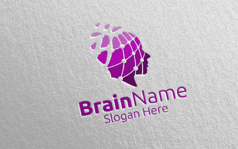 Cerebro humano con Think Idea Concept 60 Logo Template