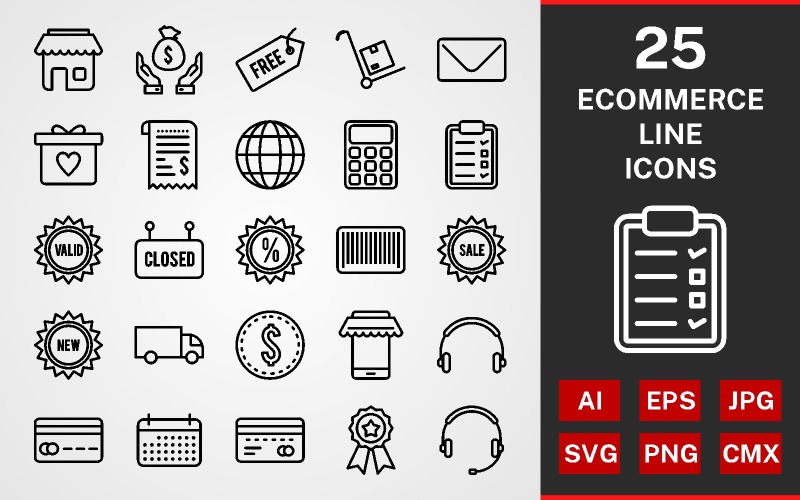 25 Ecommerce LINE PACK Icon Set