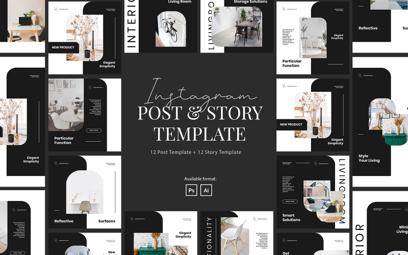 Download Шаблон для соцсетей "Elegant Corporate Instagram Post &amp; Story Template for Social Media" / Elegant Corporate Instagram Post &amp; Story Template for Social Media - Шаблон для соцсетей на тему графика corporate instagram,company instagram,instagram for company,business,brand,lifestyle,minimalist,modern,elegant,simple,creative,template,instagram post,startup,start up,company,corporate,elega