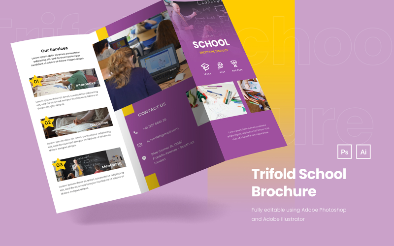 Download Фирменный стиль "Elegant School Brochure - Corporate Identity Template" / Elegant School Brochure - Corporate Identity Template - Фирменный стиль на тему графика elegant,modern,professional,brochure,trifold,entrepreneur,business,illustrator,photoshop,promotion,print,minimal,elegant corporate brochure,elegant company,professional brochure,minimal broch