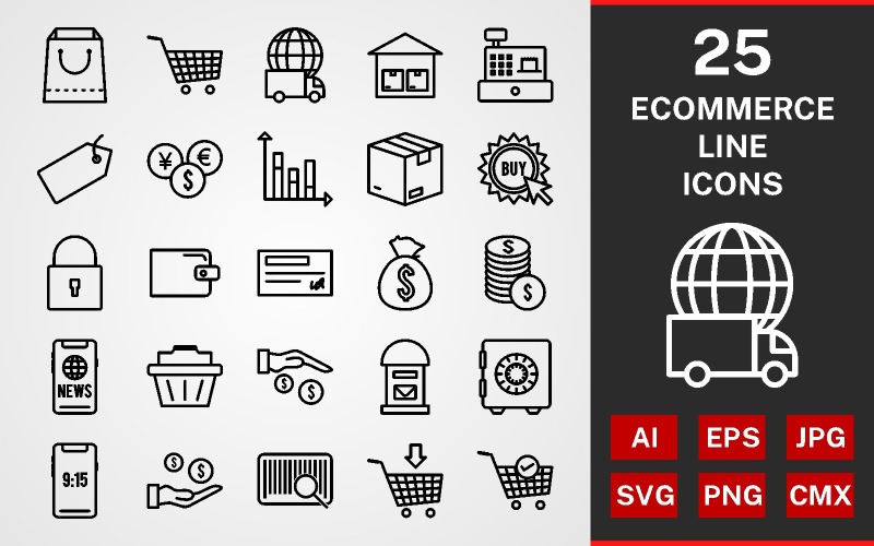 25 Електронна комерція LINE PACK Icon Set
