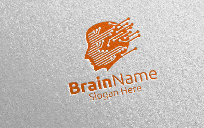 Cerveau humain avec modèle de logo Think Idea Concept 61