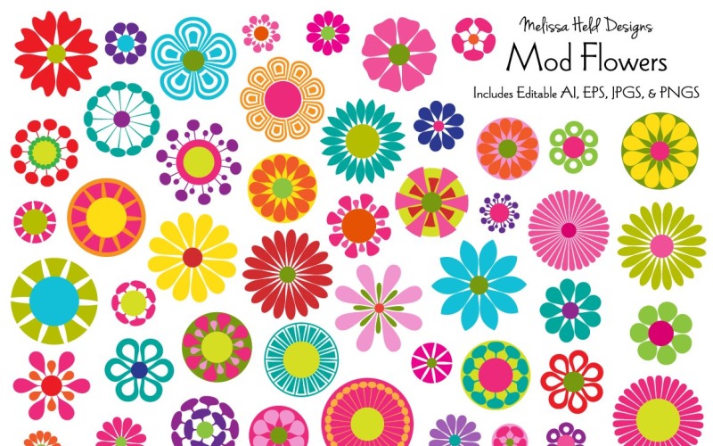 Mod Flowers Vector - Illustration