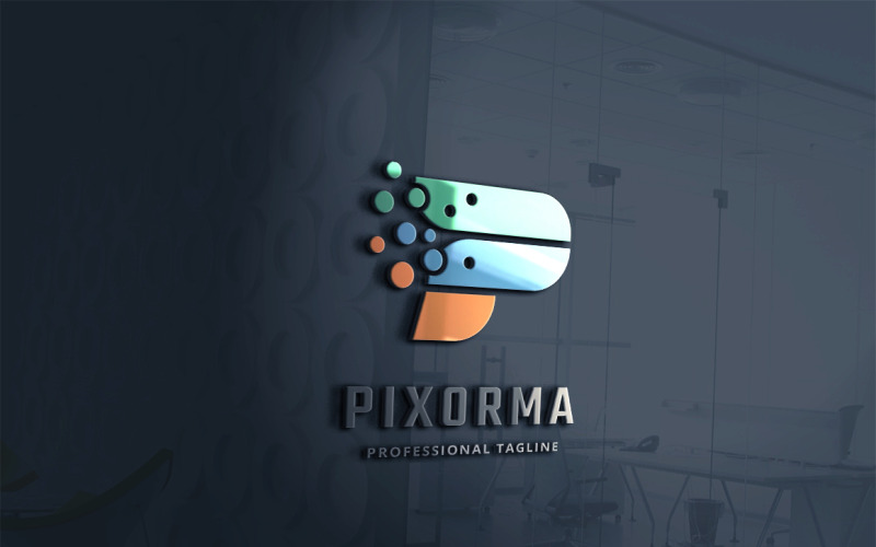 Modèle de logo Pixel Performance lettre P