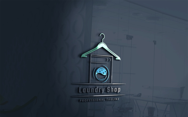 Modello di logo del negozio di lavanderia