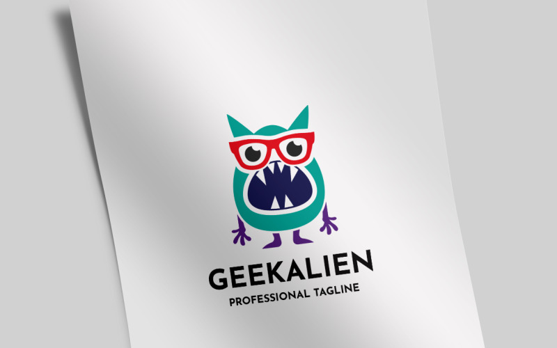 Modelo de logotipo Geek Alien