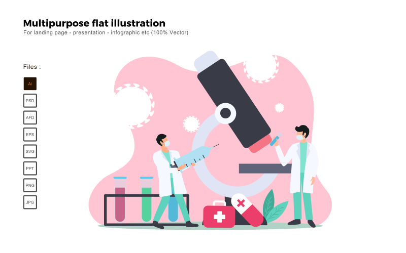 Download Vector "Multipurpose Flat Illustration Medical Lab Viruses - Vector Image" / Multipurpose Flat Illustration Medical Lab Viruses - Vector Image - Vector на тему графика flat illustration,vector illustration,flat design,flat icon pack,presentation,powerpoint,keynote,business flat design,people illustration,characters illustration,business concept,seo,analysis