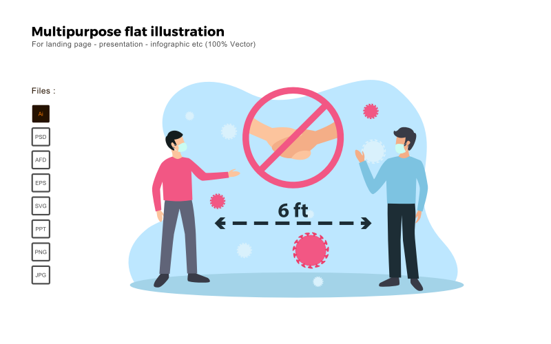Többcélú lapos illusztráció fizikai távolság - vektor kép