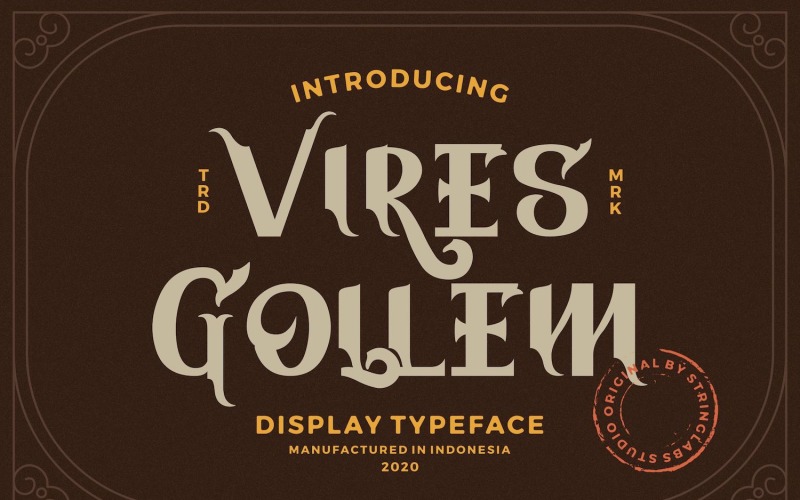 Download Шрифт "Vires Gollem - Display Font" / Vires Gollem - Display Font - Шрифт на тему графика display,decorative,gothic,font,typography,tatto,handlettering,logotype,casual,modern,elegant,vintage,medieval,handwritten