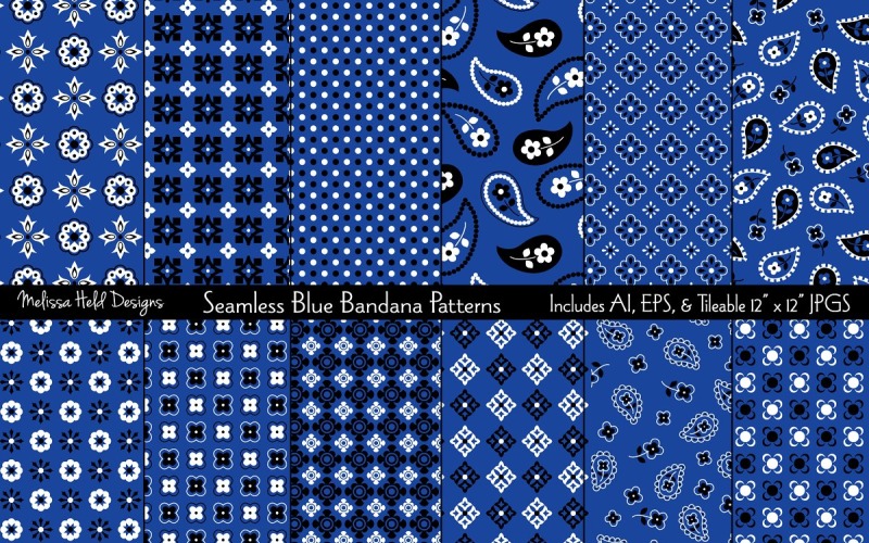 Blauwe Bandana naadloze Vector patroon