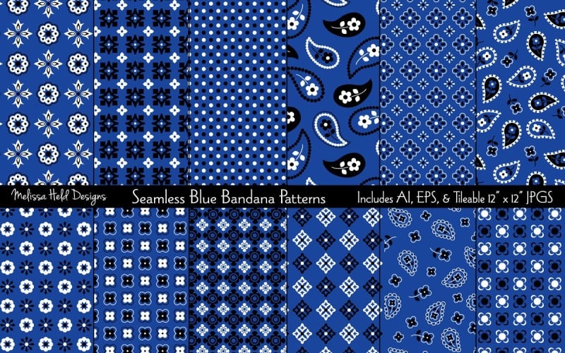 Blue Bandana Seamless Vector Pattern - TemplateMonster