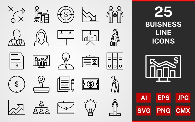 Download Набор иконок "25 Business LINE PACK Icon Set" / 25 Business LINE PACK Icon Set - Набор иконок на тему графика icon,icons,linear,set,file,line,vector,sign,symbol,pictogram,business,business chart,investment,portfolio,success,growth,business plan,billboard,workspace,goal