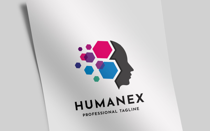 Download Шаблон логотипа "Humanex Human Data Logo Template" / Humanex Human Data Logo Template - Шаблон логотипа на тему графика abstract,ai,artificial intelligence,augmented reality,box,brainstorm,bright,business,creative,creativity,cube,data,development,digital,engineer,entertainment,gaming,global,head,hexagon