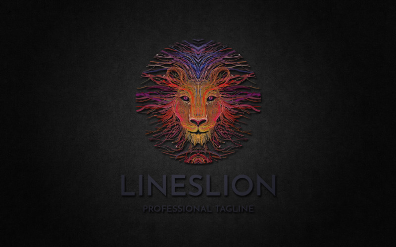 Modelo de logotipo do Lines Lion