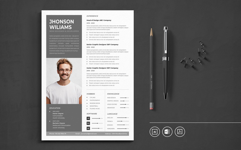 Download Резюме "Minimalist CV Vol.8 Resume Template" / Minimalist CV Vol.8 Resume Template - Резюме на тему графика resume,cv,minimalist,professional,modern,elegant,minimal,business,hiring,company,job,entrepreneur,illustrator,word,corporate