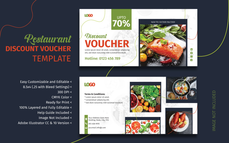 Download Vector "Restaurant Discount Voucher Template - Vector Image" / Restaurant Discount Voucher Template - Vector Image - Vector на тему еда и ресторан advertising,shop,background,market,poster,offer,menu,korean,sale,invitation,lunch,element,traditional,delicious,cooking,eat,dinner,cuisine,food,promotion