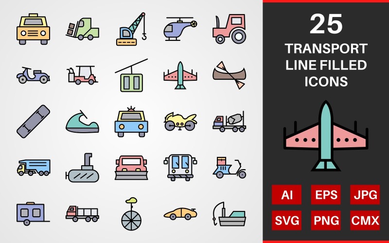 25 Taşıma HATTI DOLU PAKETİ Simge Seti