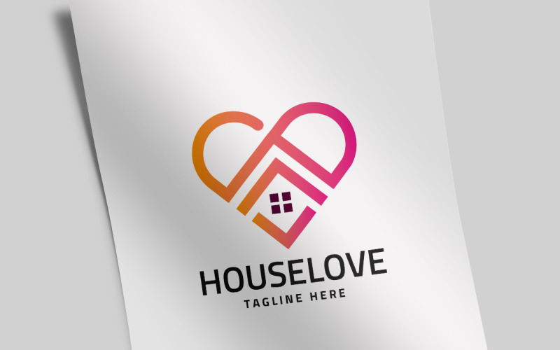 Download Шаблон логотипа "House Love Logo Template" / House Love Logo Template - Шаблон логотипа на тему графика agent,apartment,app,application,care,develop,forum,health,heart,home,hotel,house,kid,logo,love,market,mate,media,mobile,multimedia