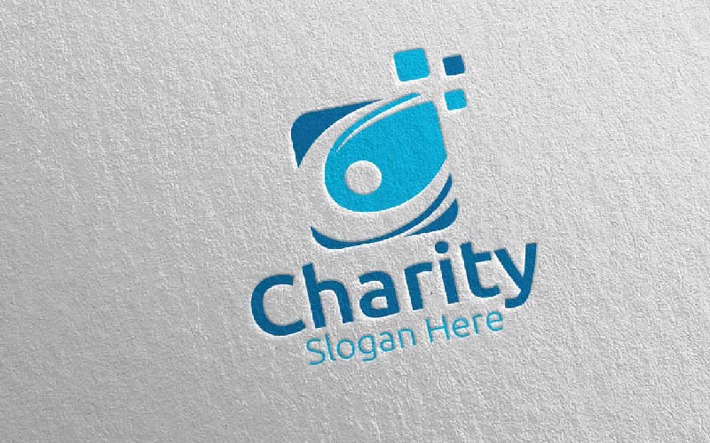 Modèle de logo lettre C Charity Hand Love 52