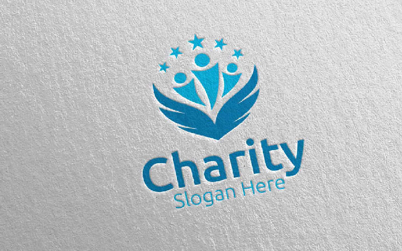 Plantilla de logotipo Wing Charity Hand Love 32