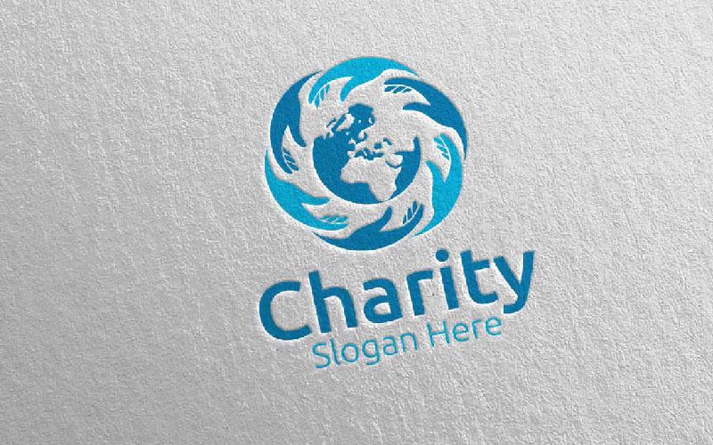 Szablon Logo Global Charity Hand Love 31