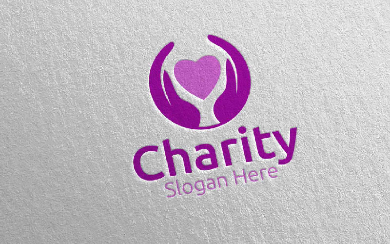 Modelo de logotipo do Charity Hand Love 64