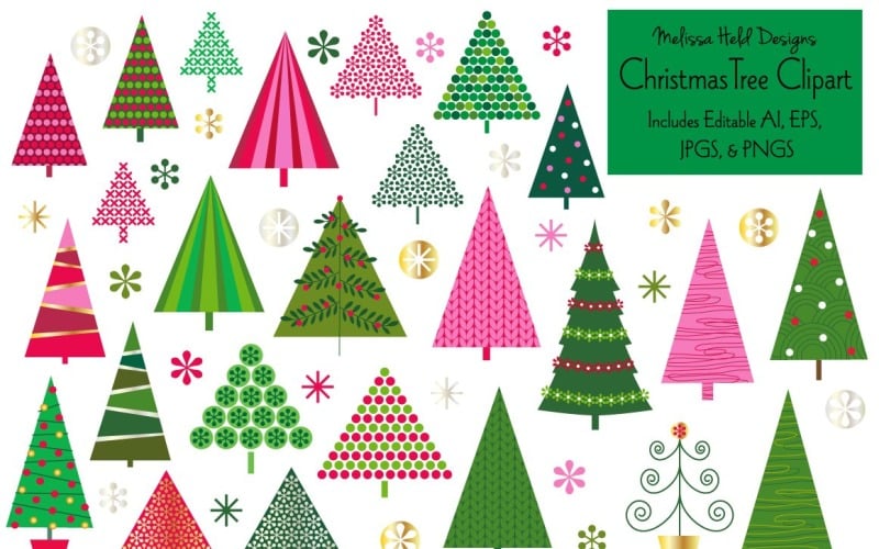 Christmas Trees Vector Clipart - Illustration