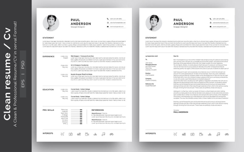 Clean Minimal Resume Template #115047