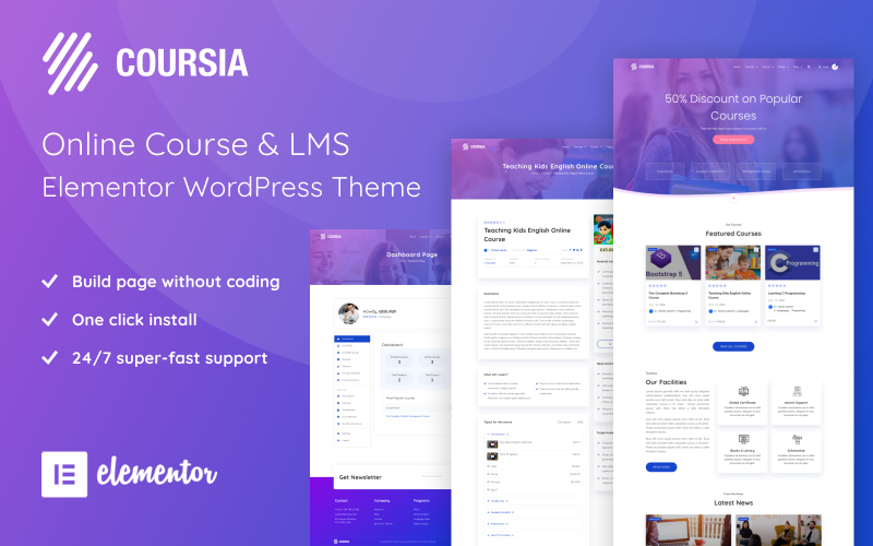 курс и lms wordpress elementor theme