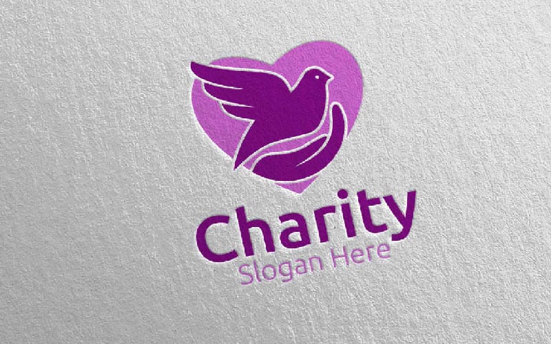 Dove Charity Hand Love 69 Logo Template