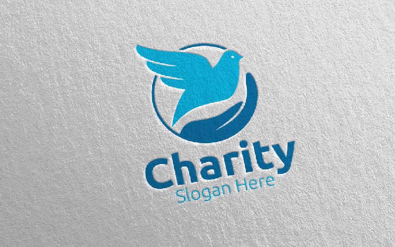 Dove Charity Hand Love 70 Logo Template