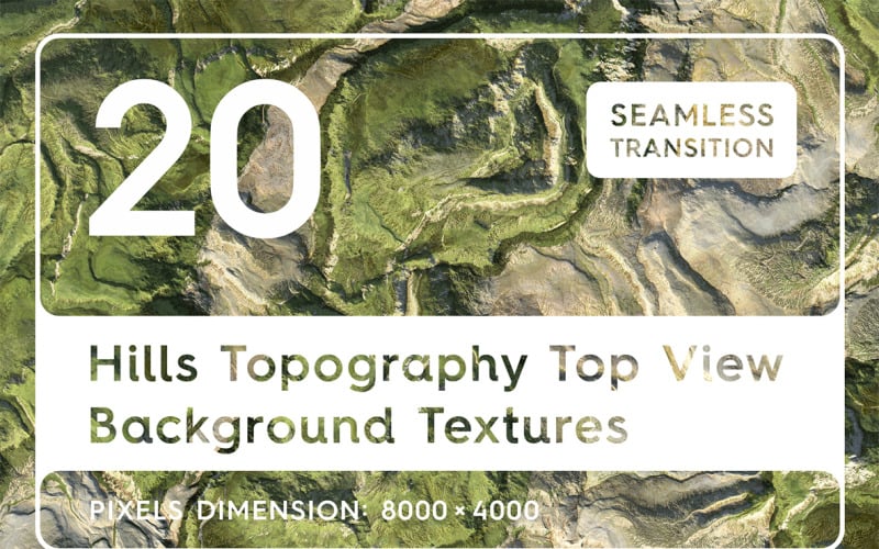 Fondo de texturas de vista superior de topografía de 20 colinas
