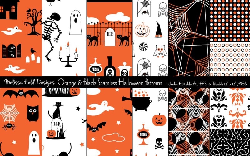Orange & Black Halloween Seamless Pattern