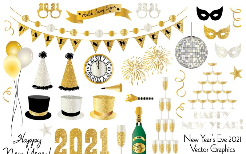Silvester 2021 Vektor-Clipart-Grafiken - Illustration