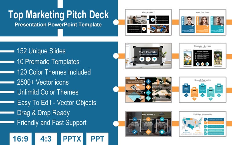 Top Marketing Pitch Deck Prezentacja szablon PowerPoint